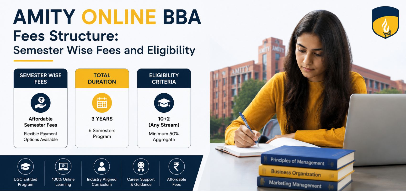 Amity Online BBA Fees Structure: Semester-Wise Fees and Eligibility